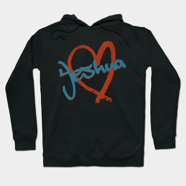 I Love Yeshua Vintage 80's & 90' Brown and Blue Hoodie by Family journey with God